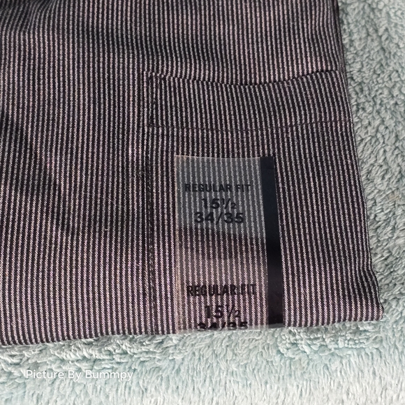 Van Heusen men's regular-fit dress shirt in a gray striped pattern, 15 1/2 34/35 - Picture 2 of 7